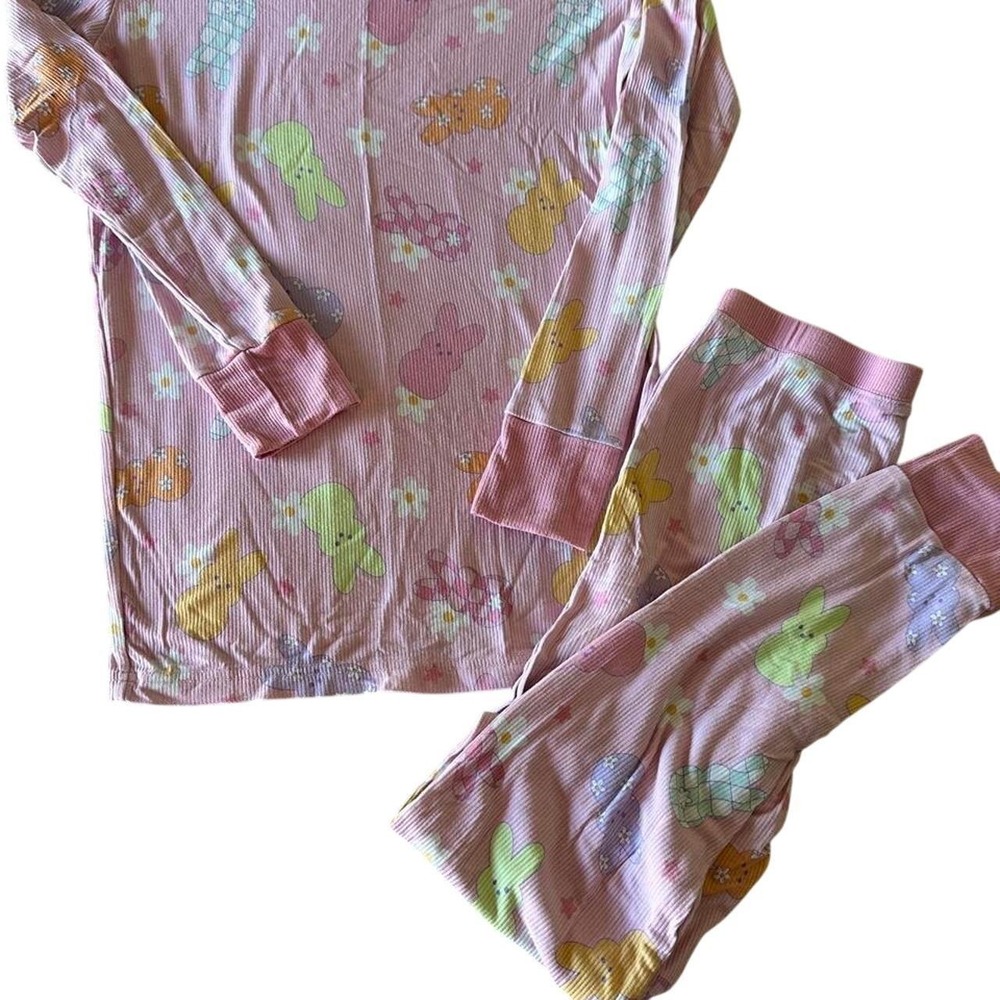 Kiki + Lulu Pajama Set Kids 9/10 Easter Bunny Bamboo Ribbed Pink Long Sleeve